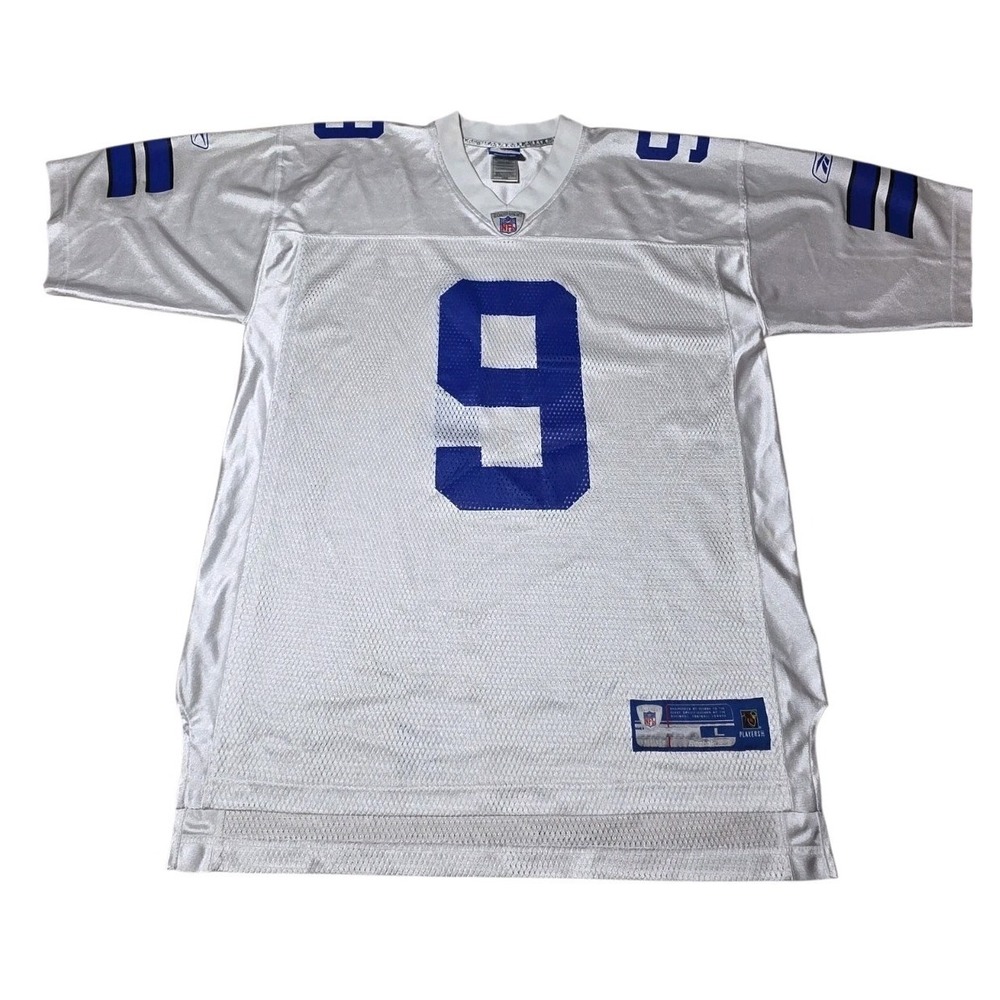 Dallas Cowboys Jersey Mens Large White Tony Romo #9 Reebok NFL Football Shirt